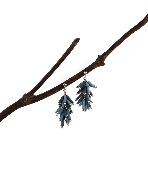 2021 blue ylang handmade fringe dangling wood earrings