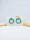 Mint handmade wood and rubber ear post contemporary unique tropical statement dangling earrings
