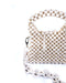 2022 Moy Studio Handbag Poppy Wood Beads Top Handle Shoulder Bag wth silver hardware in bone white up close