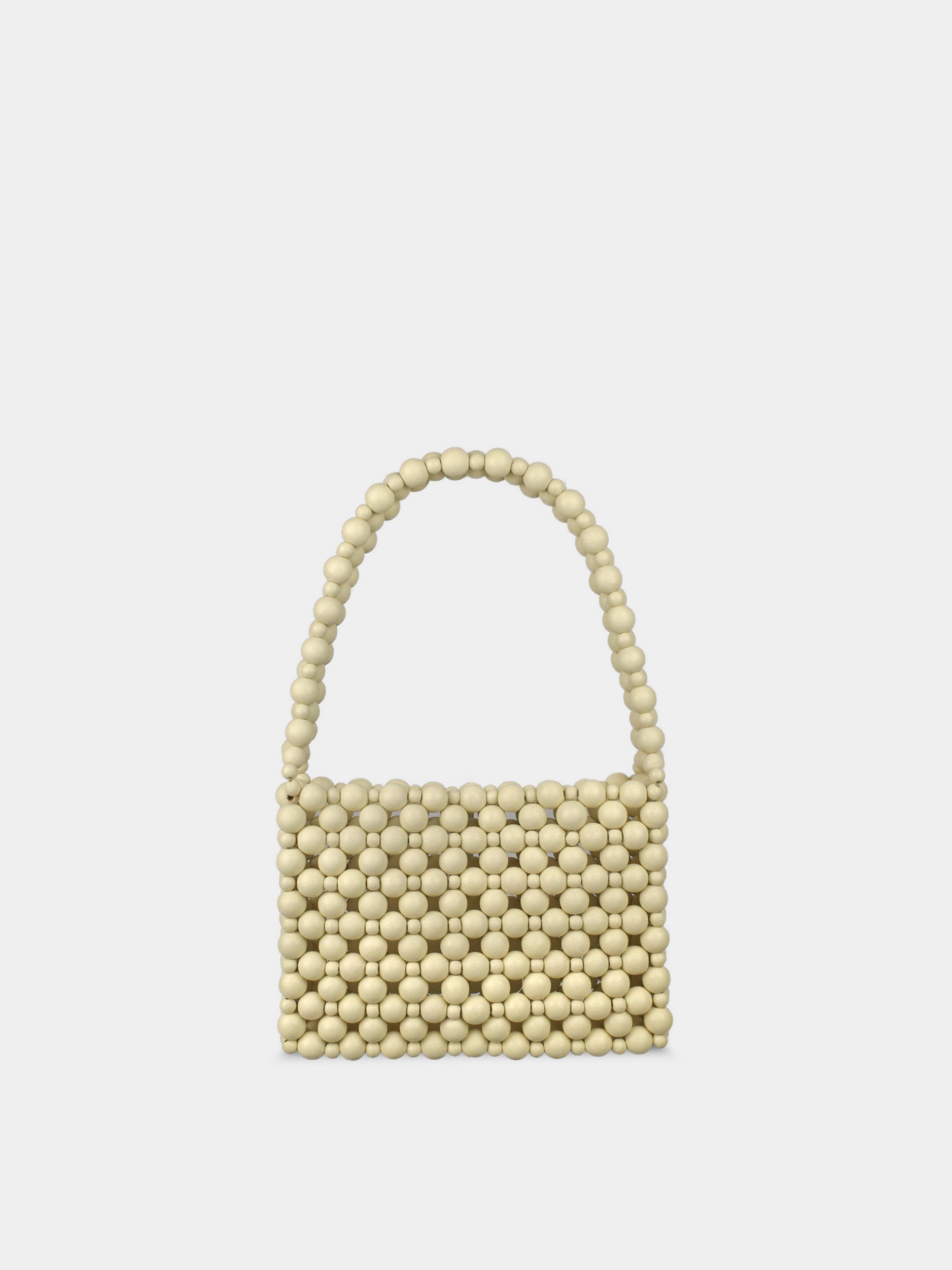 Beaded handbag on a light gray background