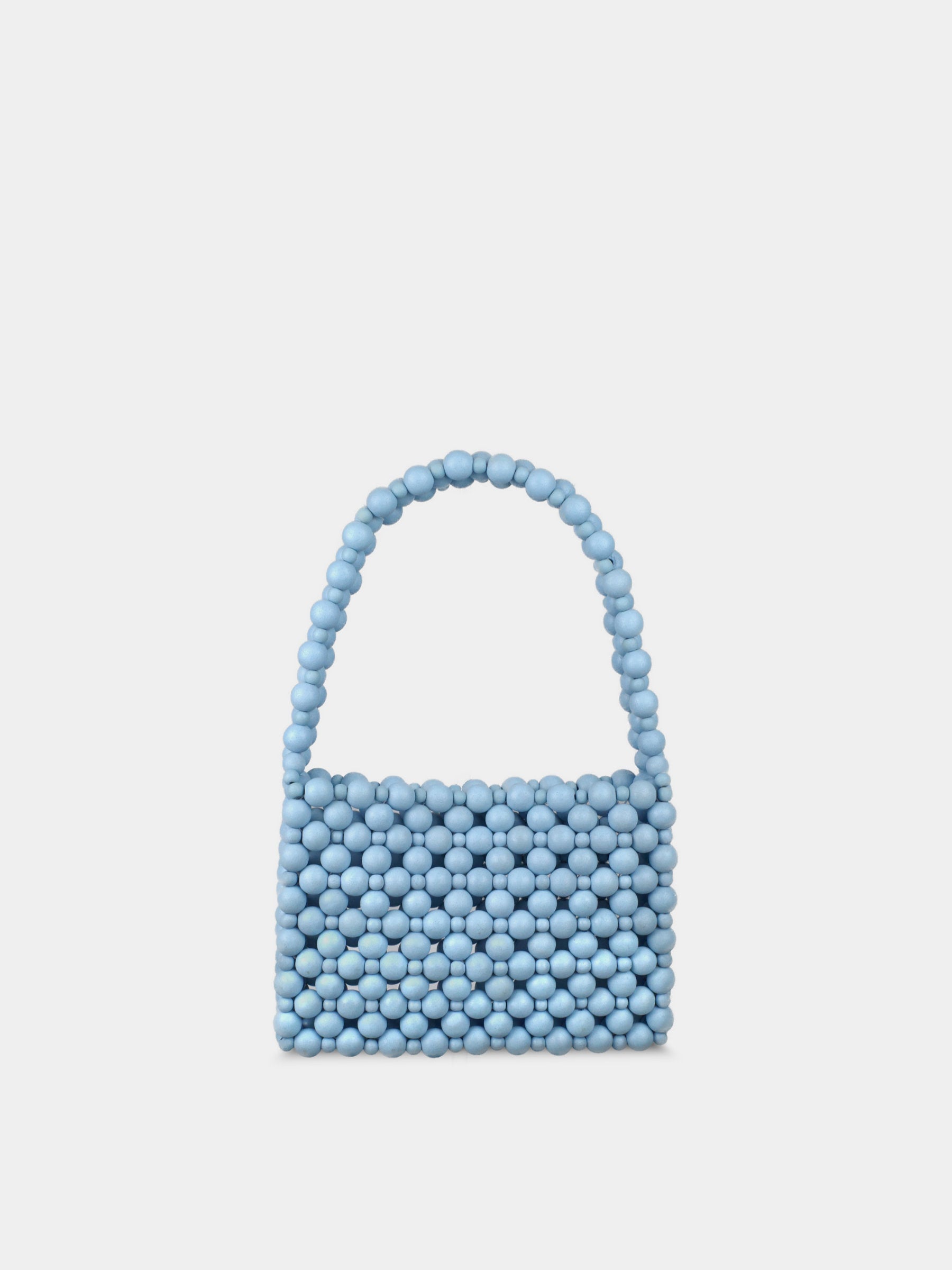 Sky Blue Pixi Moy Wooden Bead Shoulder Bag