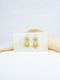Yellow and Mint handmade wood and acrylic tropical statement dangling fish hook earrings