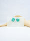Mint green handmade wood fish hook mini cluster statement dangling earrings