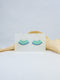 Mint and blue handmade wood statement earrings