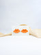 Orange handmade wood woven statement earrings
