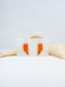 Orange handmade wood bead strand ear post statement tropical dangling earrings