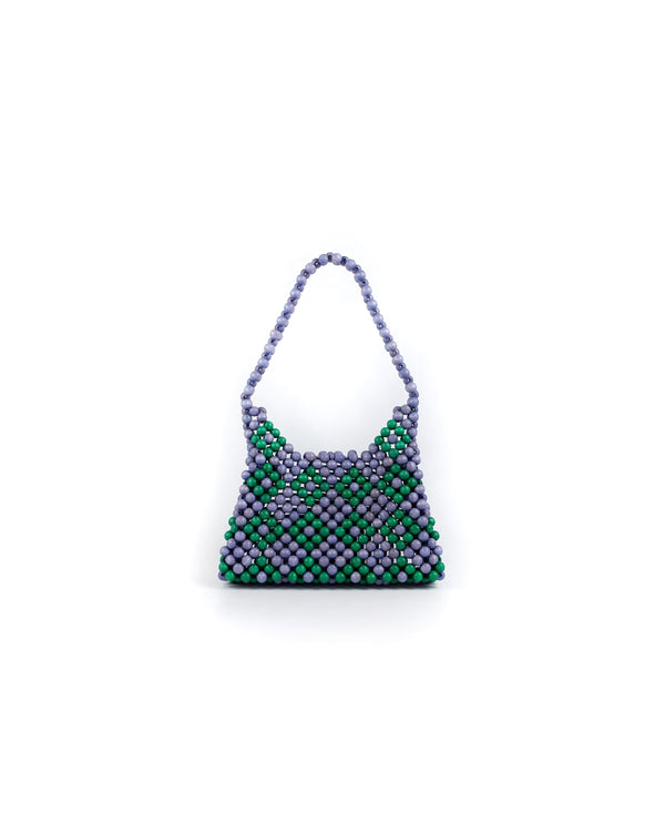2022 Moy Studio Handbag Alez Wood Beads Shoulder Bag in Lavender Green