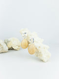 Beige handmade shell ear post tear drop statement dangling earrings