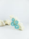 Blue handmade acrylic and wood ear post geometric shape statement dangling earrings