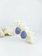 Blue handmade shell ear post tear drop statement dangling earrings
