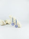 Blue handmade wood and acrylic ear post pendant statement dangling earrings