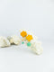 Yellow handmade acrylic and shell ear post geometric shape statement dangling earrings 