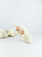 Pink handmade wood and shell ear post geometric shaped beads statement dangling earrings