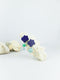 Blue handmade acrylic and shell ear post geometric shape statement dangling earrings