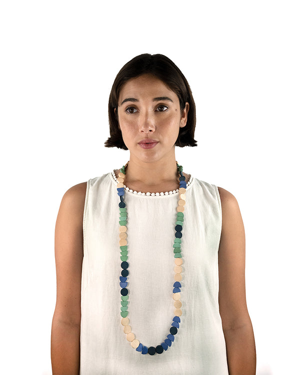 Model wearing Rael Moy Handmade Long Necklace