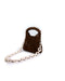 2022 Moy Studio Handbag Poppy Wood Beads Top Handle Shoulder Bag wth silver hardware in coco brown side view