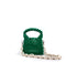 2022 Moy Studio Handbag Poppy Wood Beads Top Handle Shoulder Bag wth silver hardware in bottle green 