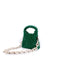 2022 Moy Studio Handbag Poppy Wood Beads Top Handle Shoulder Bag wth silver hardware in bottle green side view